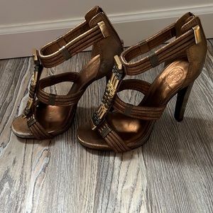 Women Tory Burch gold beaded heels , only worn a handful of times